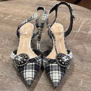 Dior Plaid Black and White Heels